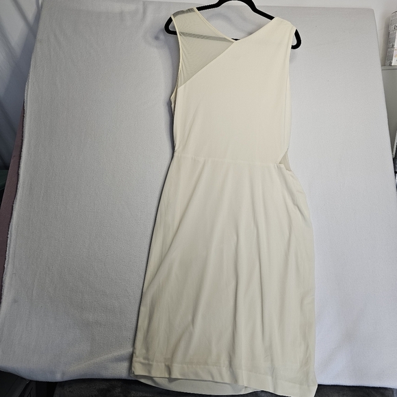 Halston Heritage Sleeve Dress With Sheer Contrast and Side Leg Slit Size 14 New - Picture 12 of 16